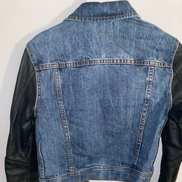 Rag &Bone Leather & Denim Crop Jacket In Indigo XS - Picture 12 of 16